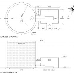 Plan rez de chaussée coupe cuve